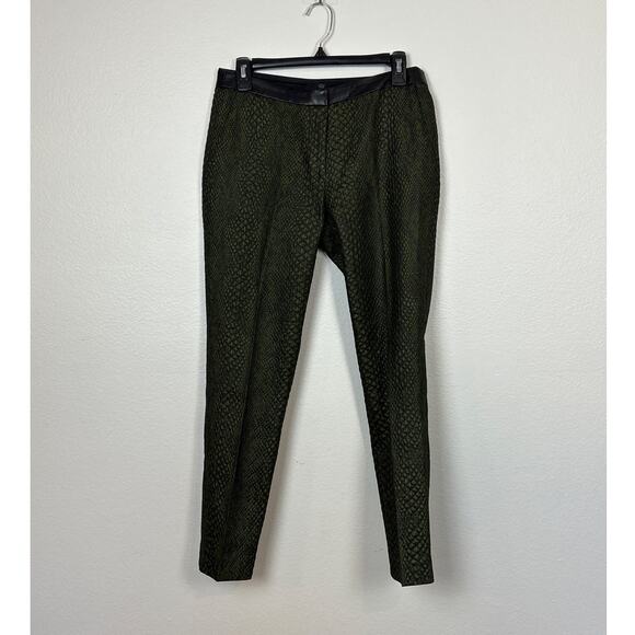 Tibi Snake Animal Print Leather Trim Ankle Cropped Pants 4 - Picture 1 of 5